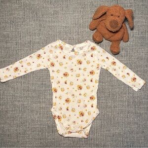 Tahari Long -Sleeve Floral Ribbed One-Piece Bodysuit 3-6 M